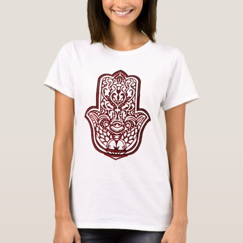 Henna Hand of Hamsa Red 2 T_Shirt