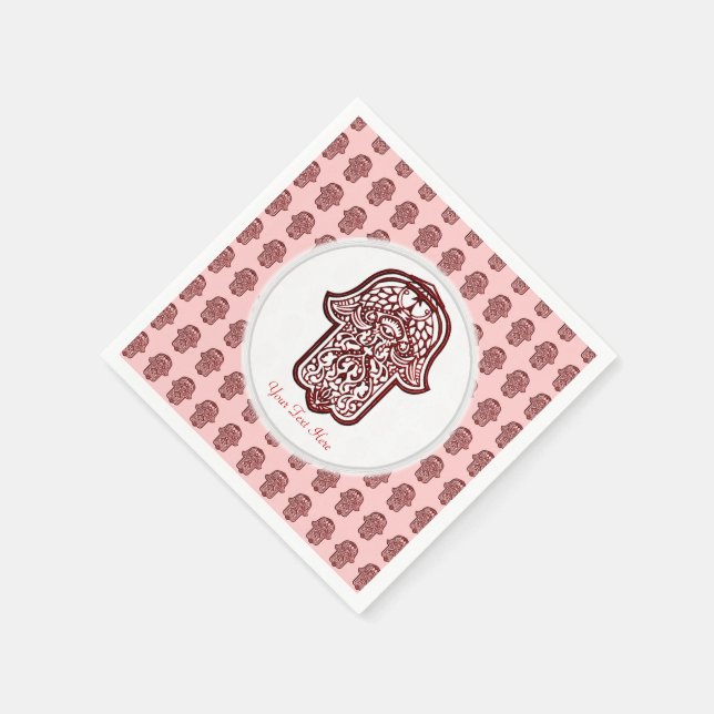 Henna Hand of Hamsa (Red) Paper Napkins (Corner)