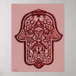 Henna Hand of Hamsa (Teal) Poster | Zazzle