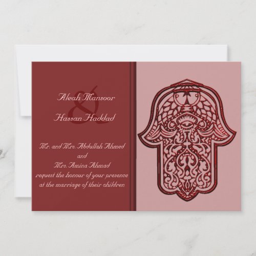 Henna Hand of Hamsa Red Wedding Invitation