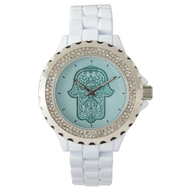 Henna Hand of Hamsa (Teal) Watch (Front)