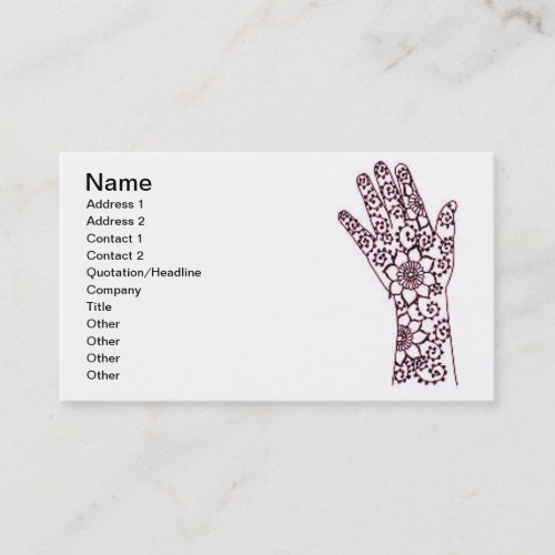 Henna Hand Pattern Business Card