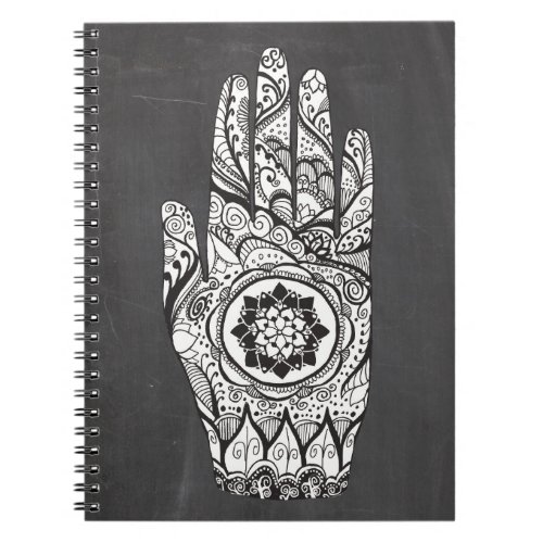 Henna Hand Tattoo With Lotus Flower Notebook