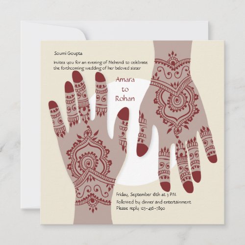 Henna Hands Invitation