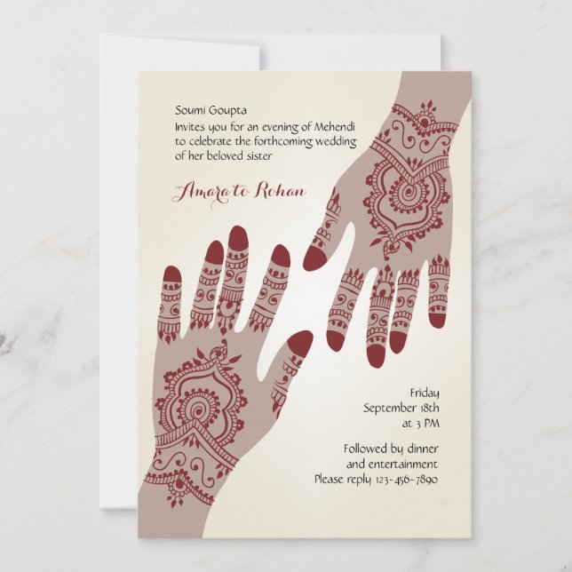 Henna Hands Invitation (Front)