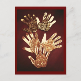 henna hands postcard