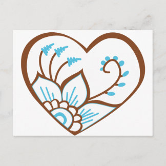 Henna Heart Blue Postcard