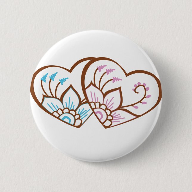 Henna Heart Double Pinback Button (Front)