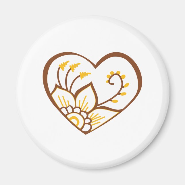Henna Heart Yellow Magnet (Front)