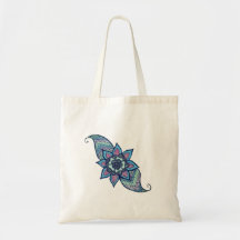 Henna inspired design in blue and purple Tote bag