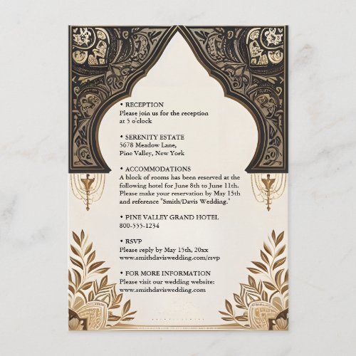 Henna Islam Nikah Arabic Walima Muslim Wedding Enclosure Card