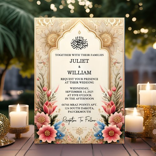 Henna Islam Nikah Arabic Walima Muslim Wedding Invitation