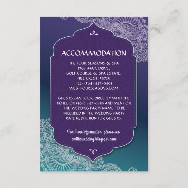 Henna Jewel Accommodation Wedding Cards Details