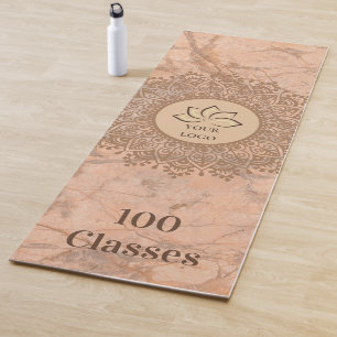 Henna Mandala Marble Pretty Blush Logo Yoga Mat