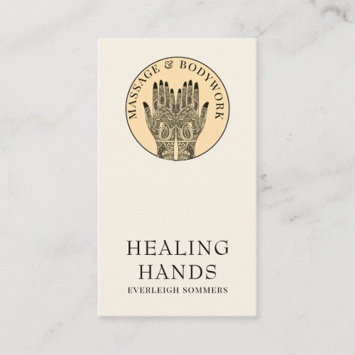 Henna Massage Healing Arts Hands Business Card
