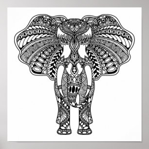 Henna Mehndi Decorated Indian Elephant 2 Poster