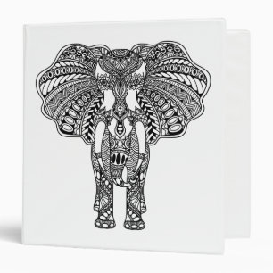 Henna Mehndi Decorated Indian Elephant 3 Ring Binder