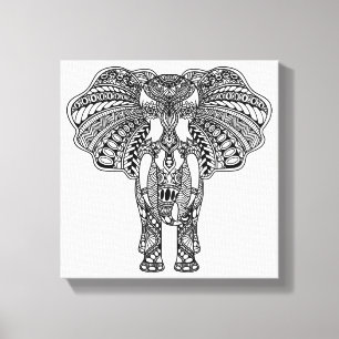Henna Mehndi Decorated Indian Elephant 6 Canvas Print