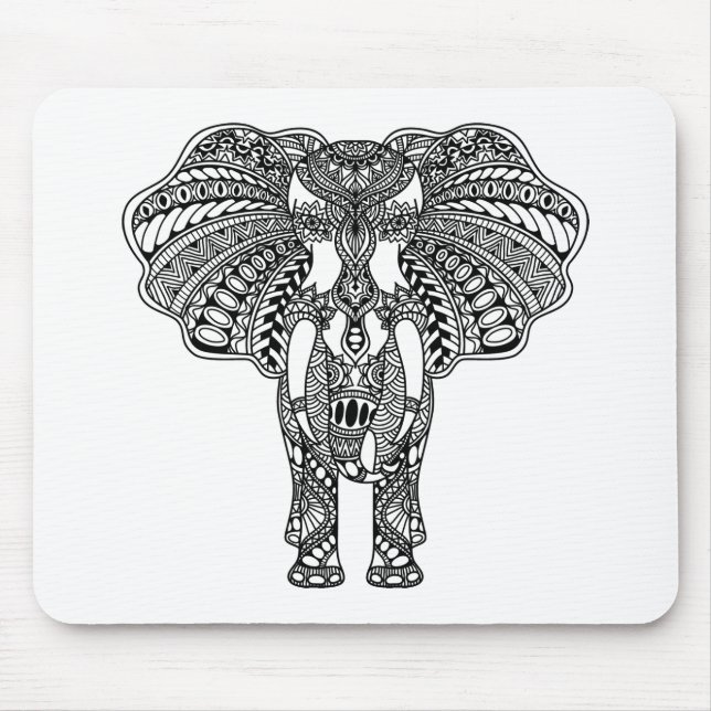Henna Mehndi Decorated Indian Elephant Mouse Pad (Front)