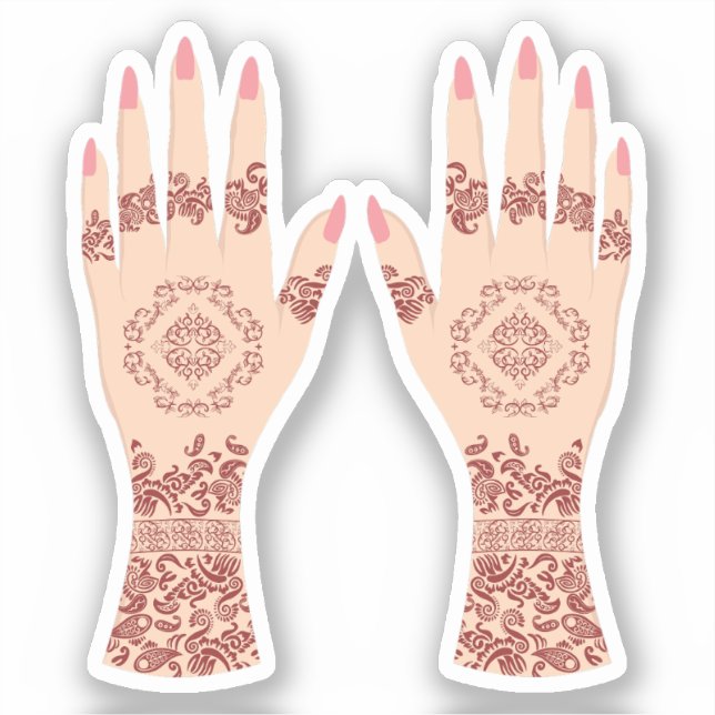 Henna Mehndi Hands Desi Arab Sticker (Front)