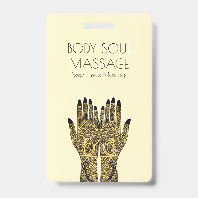 Henna Mehndi Hands Massage Business Badge (Front)