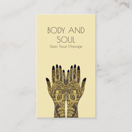 Customizable Henna Mehndi Hands Massage Business Card