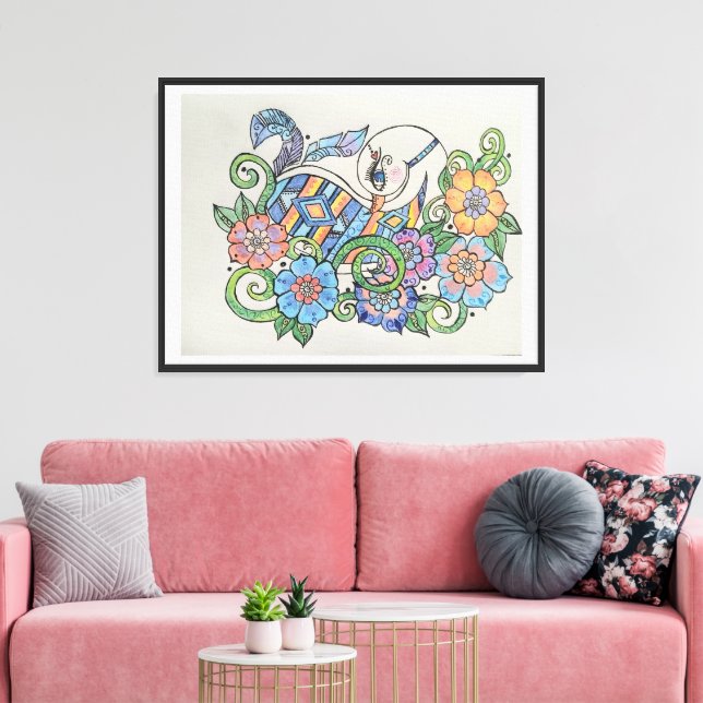 henna native canvas print (Insitu(LivingRoom))