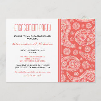 Henna Paisley Engagement Party Invitation (coral)