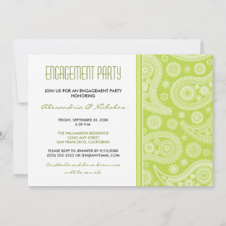 Henna Paisley Engagement Party Invitation (lime)