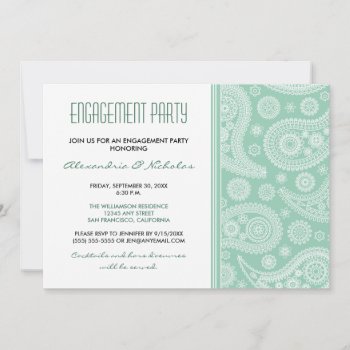Henna Paisley Engagement Party Invitation (mint) by TheWeddingShoppe at Zazzle
