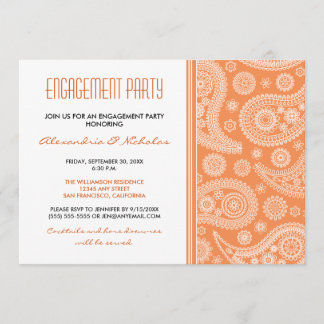 Henna Paisley Engagement Party Invitation (orange)