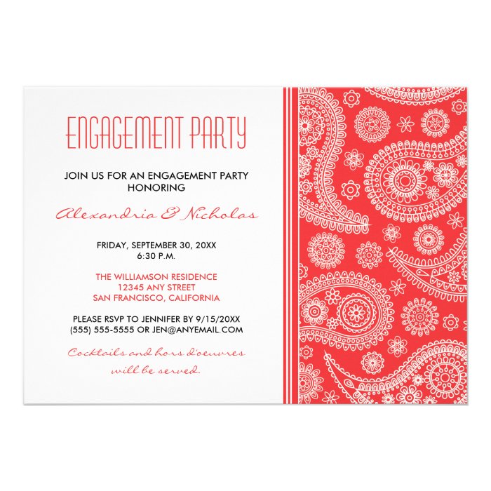 Henna Paisley Engagement Party Invitation (red)