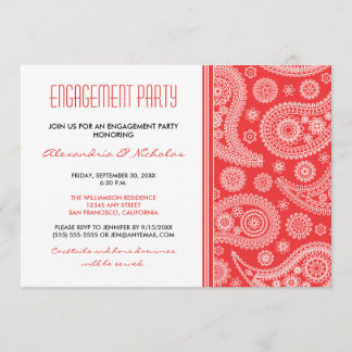 Henna Paisley Engagement Party Invitation (red)