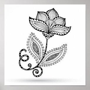 Henna Paisley Mehndi Doodles 2 Poster