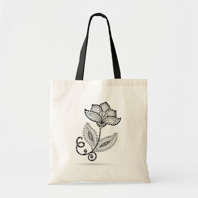 Henna Paisley Mehndi Doodles Tote Bag (Front)