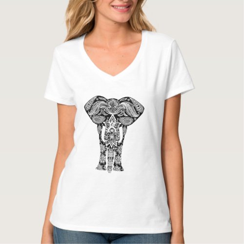Henna Pattern Elephant  T_Shirt
