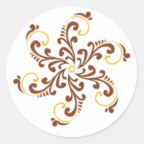 Henna Spiral Flower Classic Round Sticker