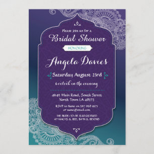 Henna Style Jewel Bridal Shower Invite Arabian