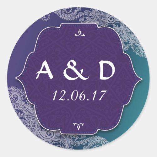 Henna Style Jewel Round Stickers Label