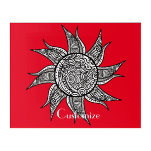 Henna-style Sun Tattoo Thunder_Cove Acrylic Print