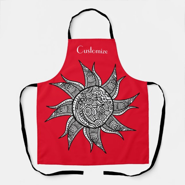 Henna-style Sun Tattoo Thunder_Cove  Apron (Front)