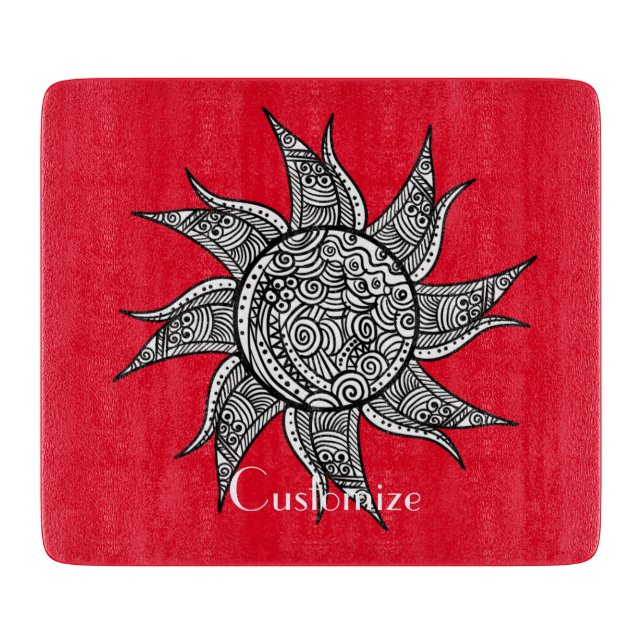 Henna-style Sun Tattoo Thunder_Cove Cutting Board (Front)