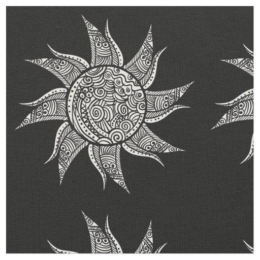Henna-style Sun Tattoo Thunder_Cove  Fabric