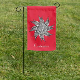 Henna-style Sun Tattoo Thunder_Cove Garden Flag