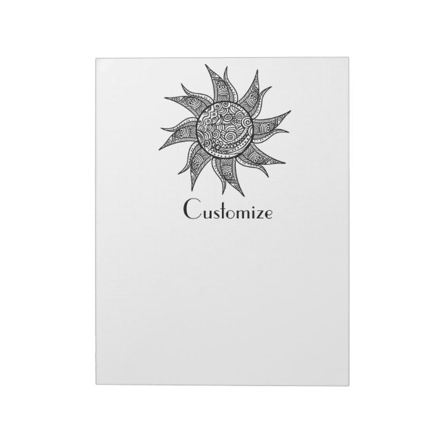 Henna-style Sun Tattoo Thunder_Cove Notepad (Rotated)