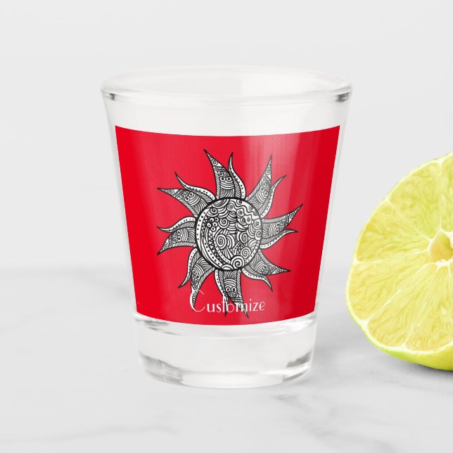 Henna-style Sun Tattoo Thunder_Cove Shot Glass (Front)
