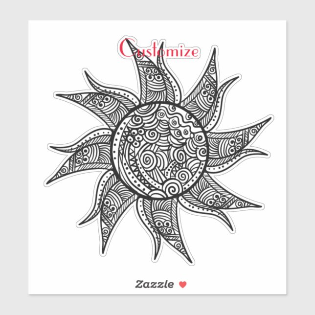 Henna-style Sun Tattoo Thunder_Cove Sticker (Sheet)