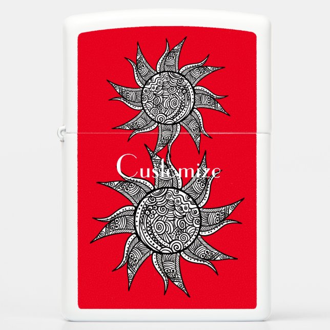 Henna-style Sun Tattoo Thunder_Cove Zippo Lighter (Front)