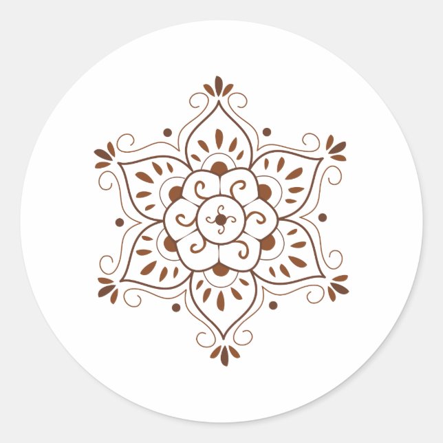 Henna Tattoo Mandala Classic Round Sticker (Front)