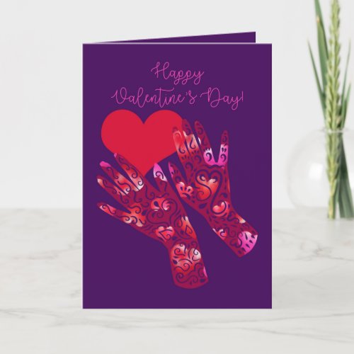 Henna Tattoo Style Hands Valentines Day Card